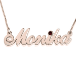 Rose gold birthstone name necklace
