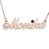 Rose gold birthstone name necklace