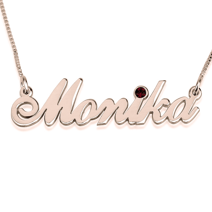 Rose gold birthstone name necklace