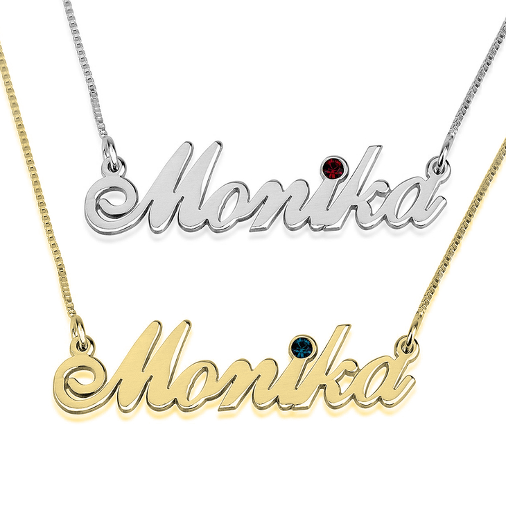 Customized name necklace with birthstone