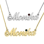 Customized name necklace with birthstone