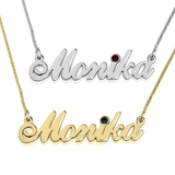 Customized name necklace with birthstone