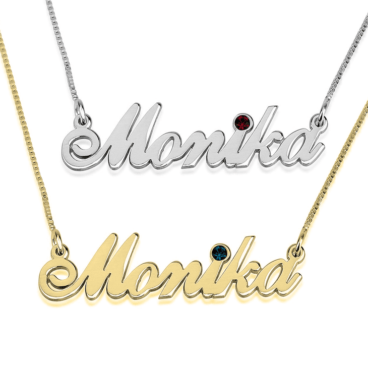 Customized name necklace with birthstone