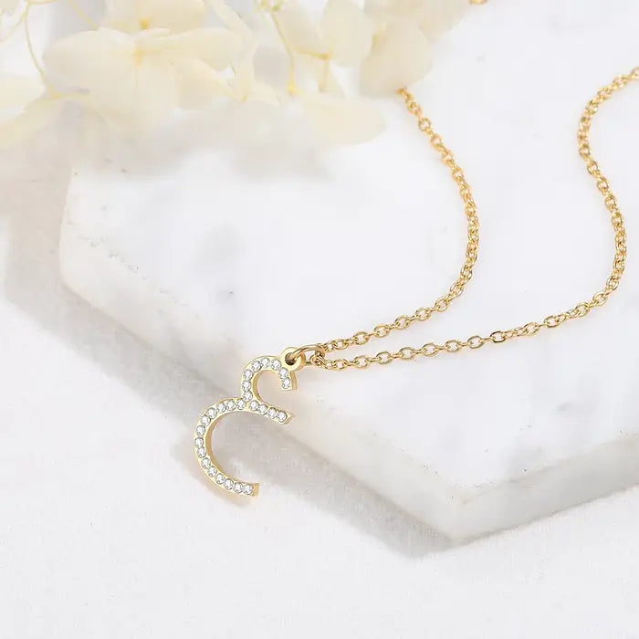 Arabic Zirconia Initial Necklace
