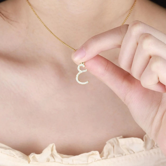 Arabic Zirconia Initial Necklace
