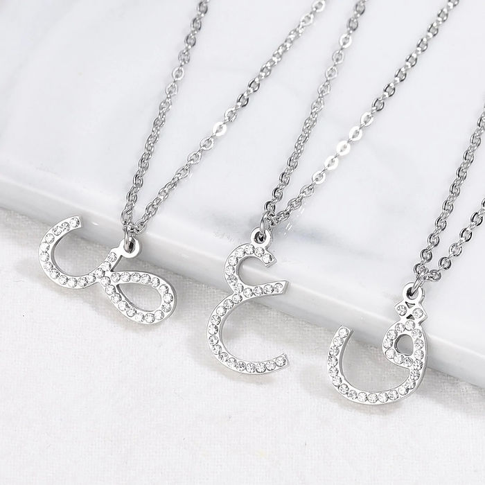 Arabic Zirconia Initial Necklace