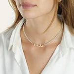 Arabic Name Necklace with Pearl Chain