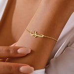 Arabic name bracelet in 18k gold plated with multiple font styles
