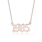 Rose Gold Year Name Necklace