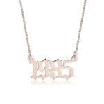 Rose Gold Year Name Necklace