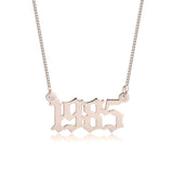 Rose Gold Year Name Necklace