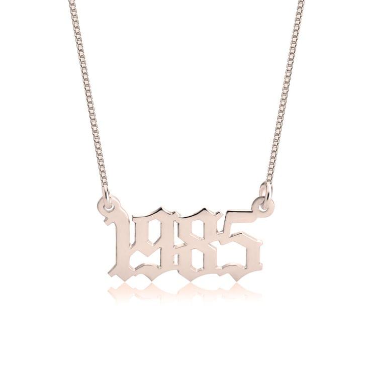 Rose Gold Year Name Necklace