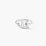Sterling silver 925 initial ring with birthstone personalized in multiple languages