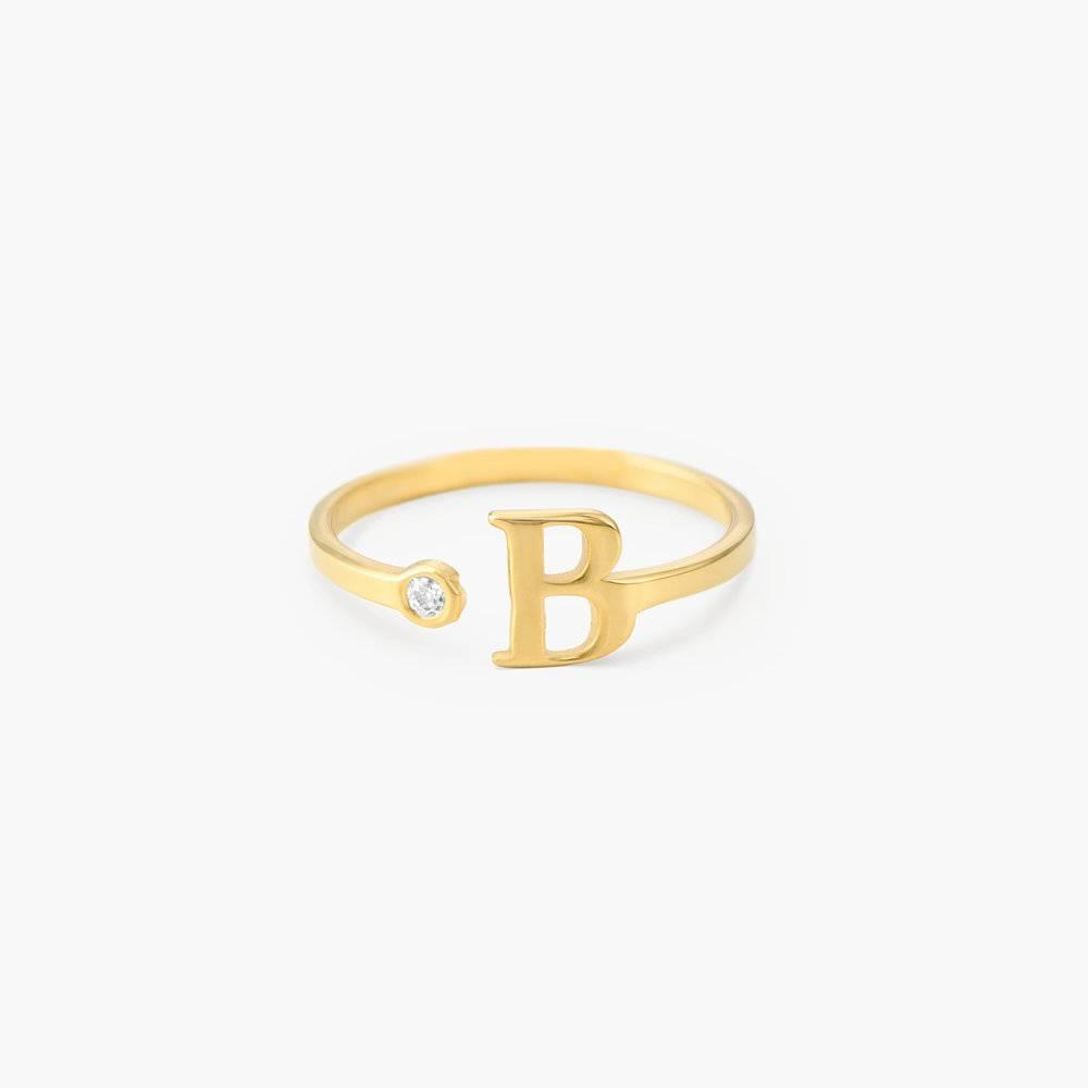 Initial Letter Ring with Birthstone