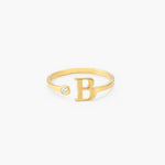 Initial Letter Ring with Birthstone