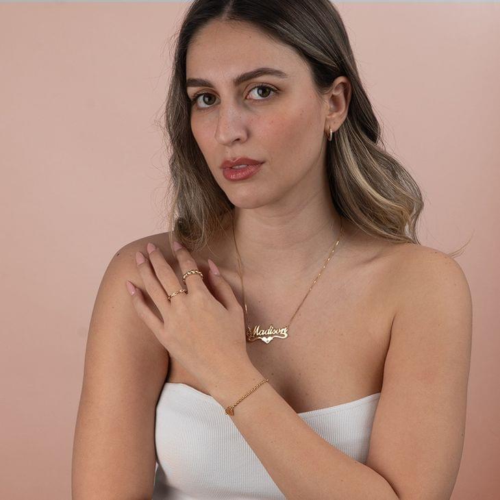 Birthstone Name Necklace with Heart