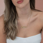 Necklace with name, heart and birthstone pendant