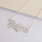 Brushed Name Pendant With Heart