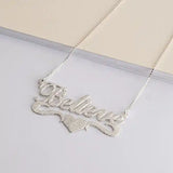 Brushed Name Pendant With Heart