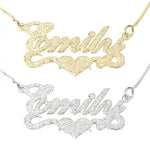 Brushed Name Necklace With Heart