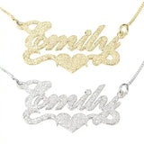Brushed Name Necklace With Heart