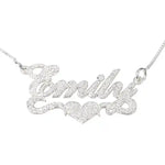 Custom brushed name necklace with heart