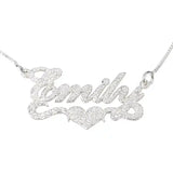 Custom brushed name necklace with heart