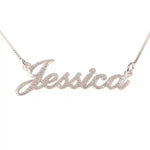 rose gold name necklace with brushed texture