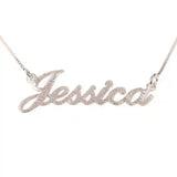 rose gold name necklace with brushed texture