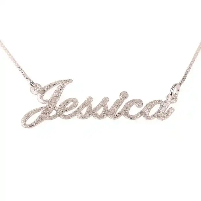 rose gold name necklace with brushed texture