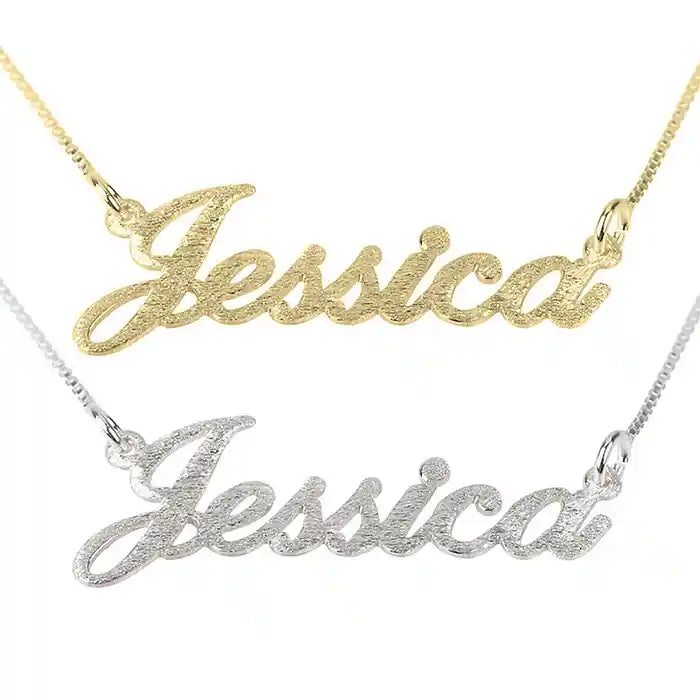 personalized name necklace with matte texture