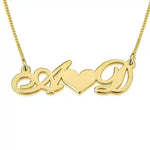2 Initials Necklace With Heart