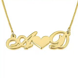 2 Initials Necklace With Heart