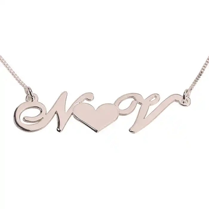 Two Initials Necklace With Heart