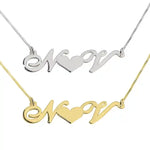 Couple Initials Necklace With Heart