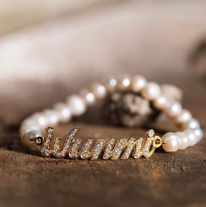 Pearl Stone Name Bracelet