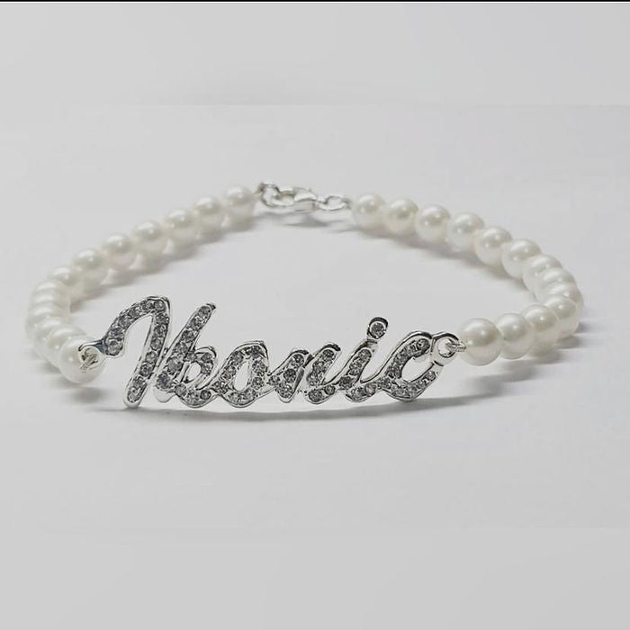 Pearl Stone Name Bracelet