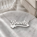 Custom Script Name Necklace with Heart