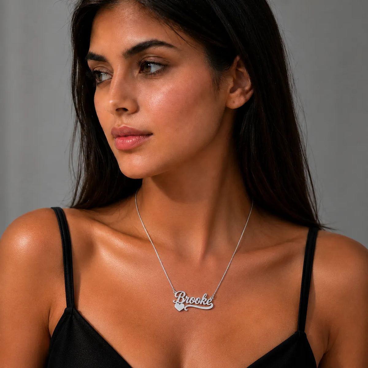 Custom Script Name Necklace with Heart