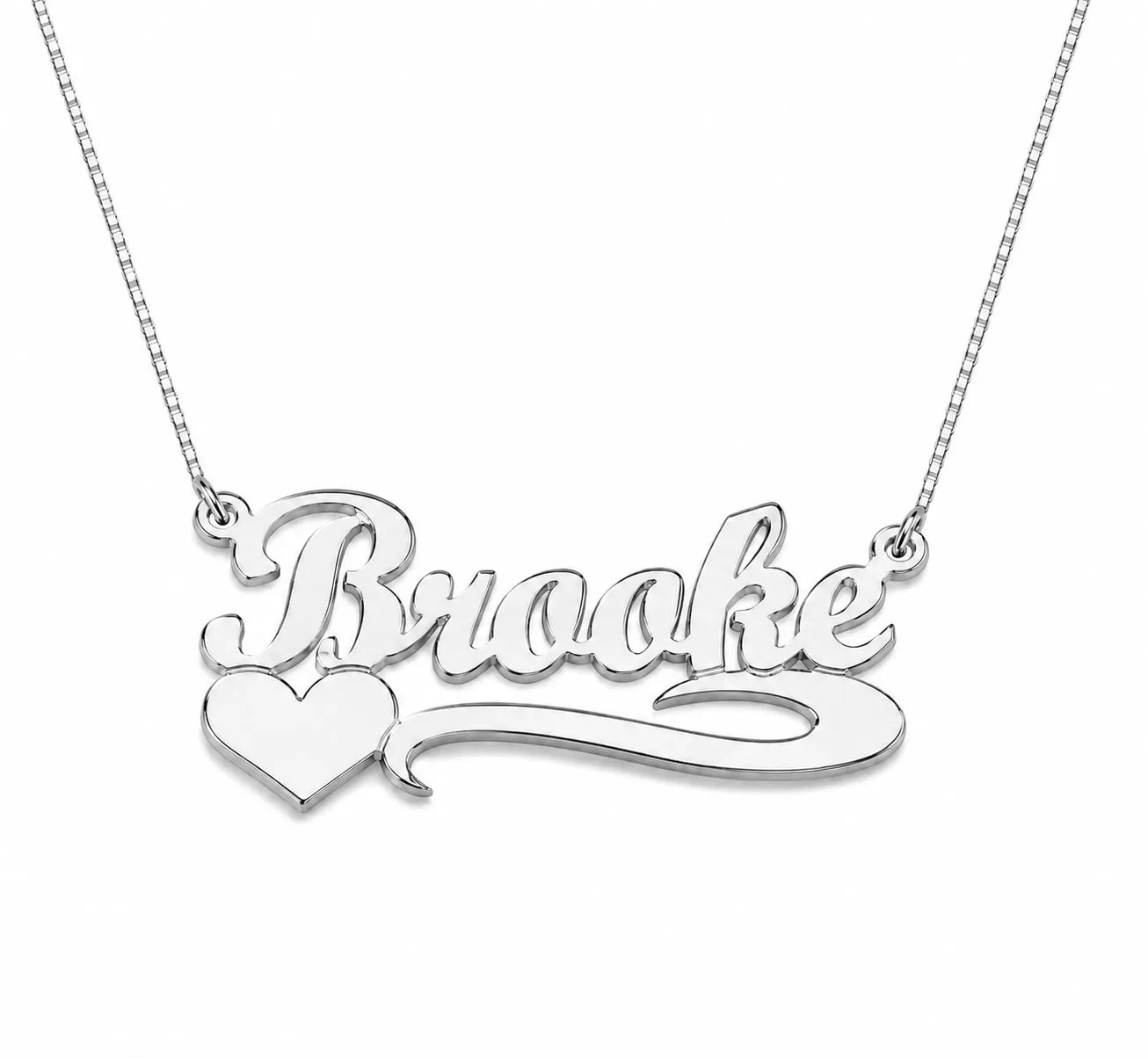 Custom Script Name Necklace with Heart