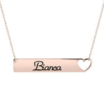 Custom Name Cut Out Heart Bar Necklace