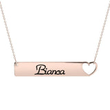 Custom Name Cut Out Heart Bar Necklace