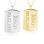 Dog Tag Necklace with Name and Date