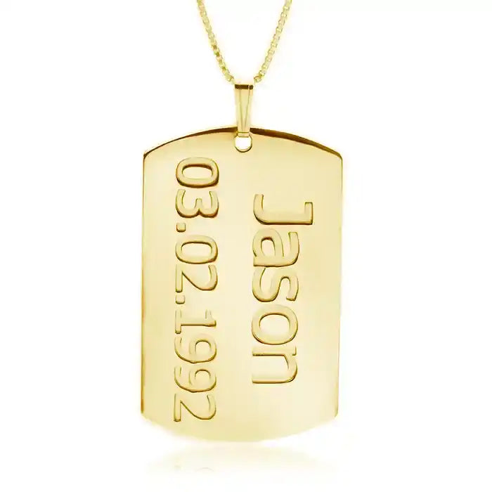 Dog Tag Necklace with Name and Date