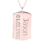 Dog Tag Necklace with Name and Date