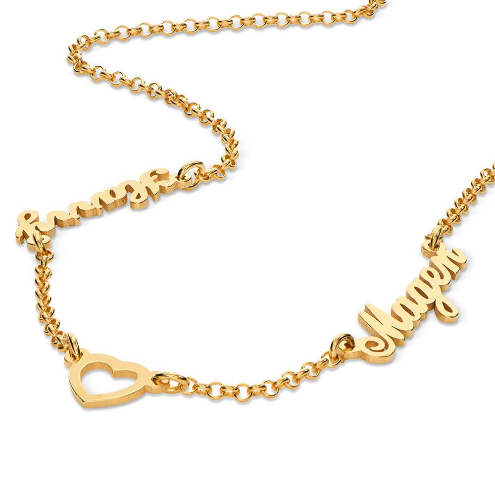 Double Name Necklace with Heart