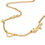 Double Name Necklace with Heart