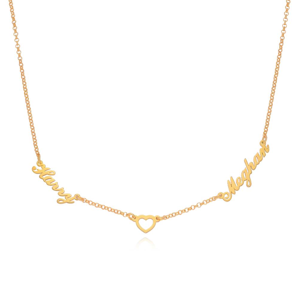 Double Name Necklace with Heart