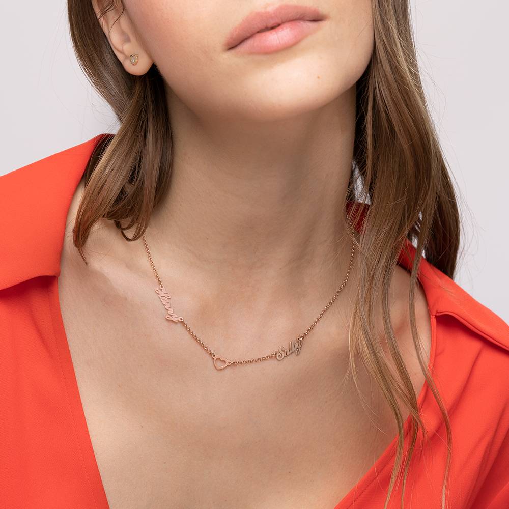 Double Name Necklace with Heart
