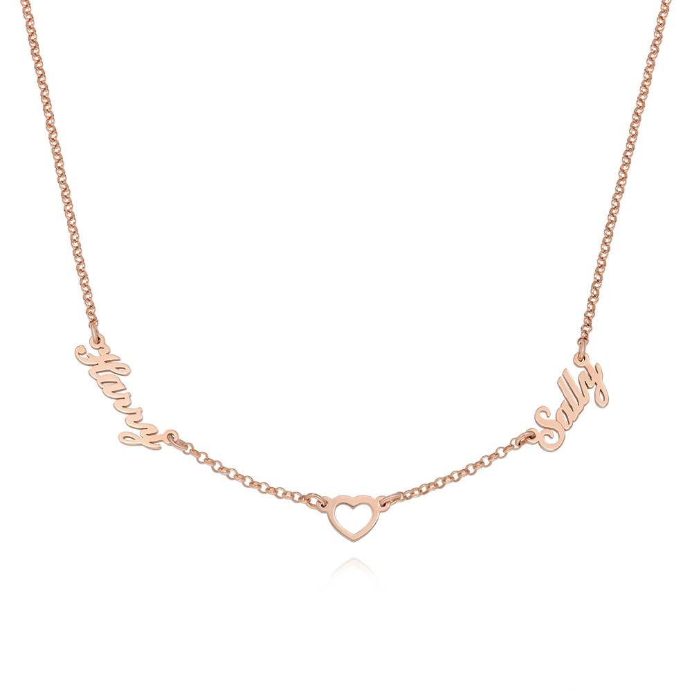 Double Name Necklace with Heart